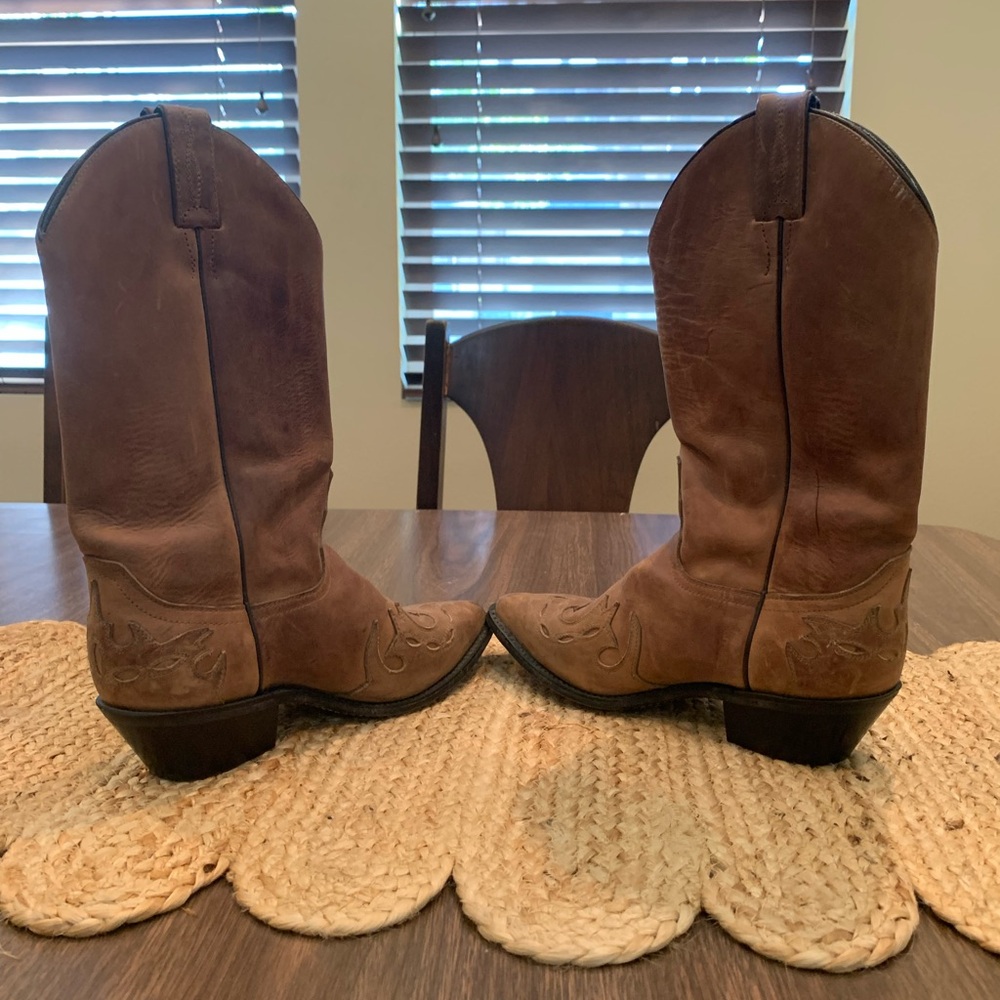 Women’s Brown Leather Western Cowboy Boots - Picture 4 of 7